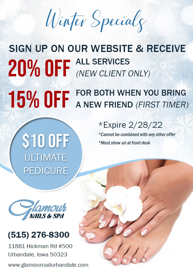 Promotions Glamour Nails & Spa of Urbandale, Iowa 50323